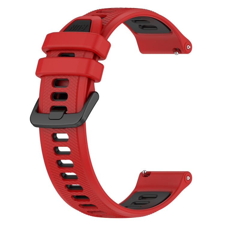 For Garmin Forerunner 265S 18mm Sports Two-Color Silicone Watch Band(Red+Black)