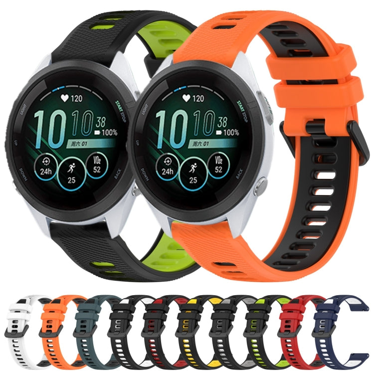 For Garmin Active S 18mm Sports Two-Color Silicone Watch Band(Black+White)