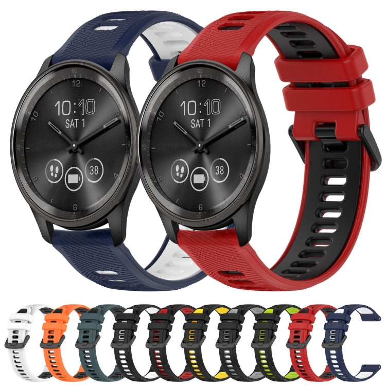 For Garmin Forerunner 645 20mm Sports Two-Color Silicone Watch Band(Black+Red)