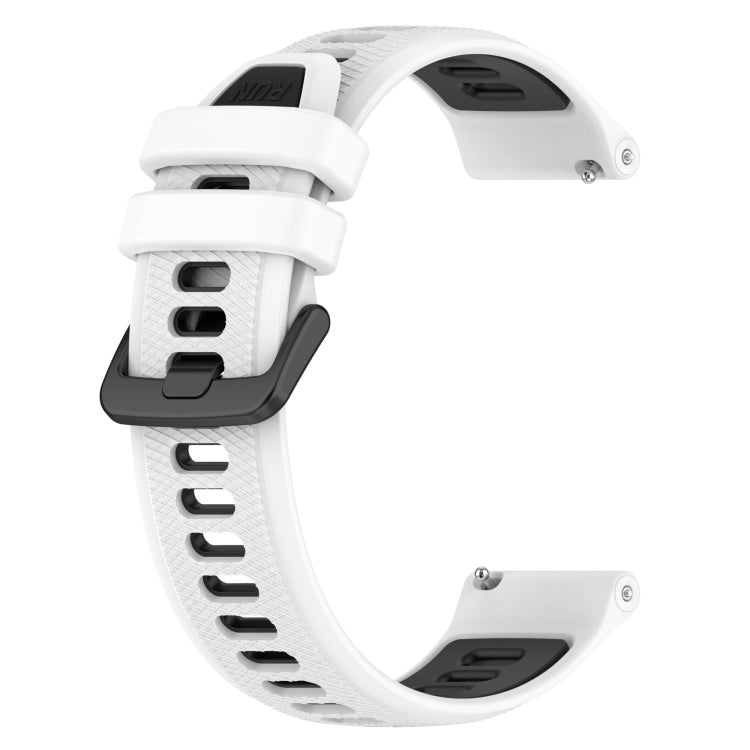 For Garmin Forerunner 55 20mm Sports Two-Color Silicone Watch Band(White+Black)