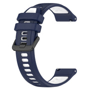 For Garmin Forerunner 245 20mm Sports Two-Color Silicone Watch Band(Midnight Blue+White)