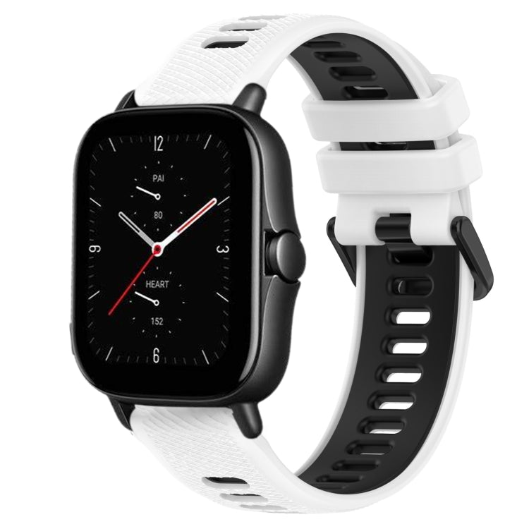 For Amazfit GTS 2E 20mm Sports Two-Color Silicone Watch Band(White+Black)