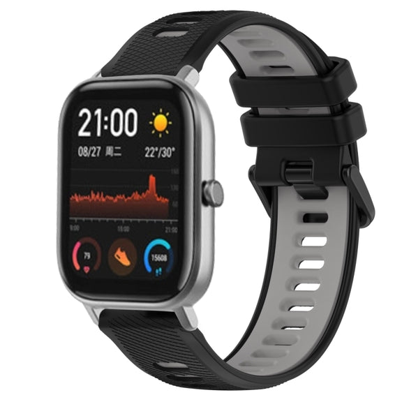 For Amazfit GTS 20mm Sports Two-Color Silicone Watch Band(Black+Grey)