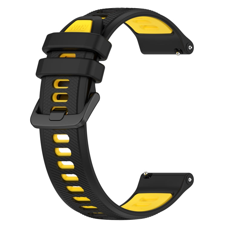 For Amazfit Pop 20mm Sports Two-Color Silicone Watch Band(Black+Yellow)