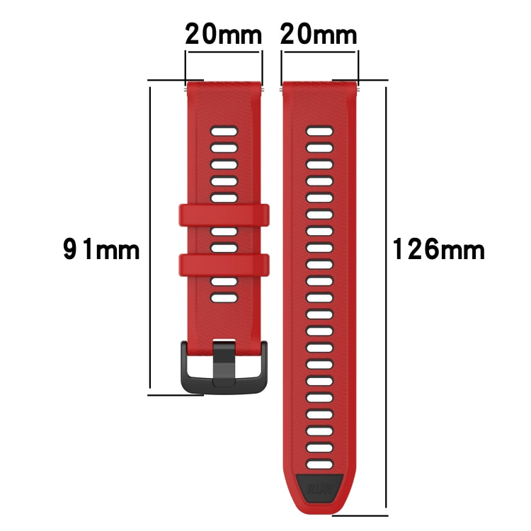 For Amazfit Pop 20mm Sports Two-Color Silicone Watch Band(Black+Red)