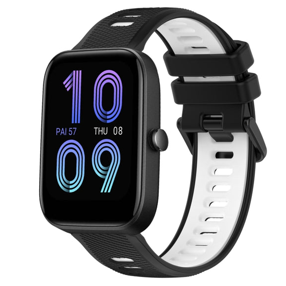 For Amazfit Bip3 20mm Sports Two-Color Silicone Watch Band(Black+White)