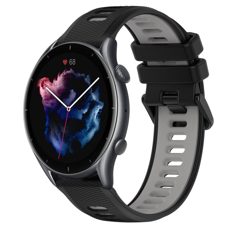 For Amazfit 3 22MM Sports Two-Color Silicone Watch Band(Black+Grey)