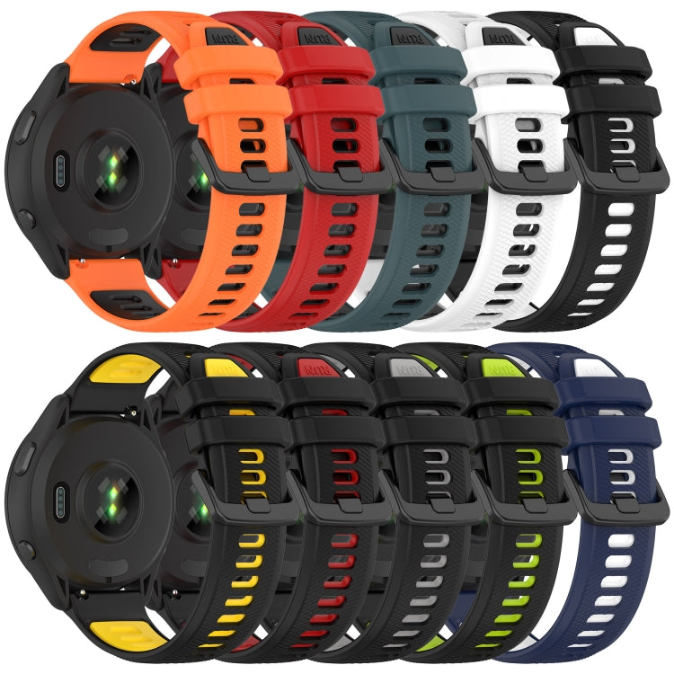 For Garmin Forerunner 255 22mm Sports Two-Color Silicone Watch Band(White+Black)