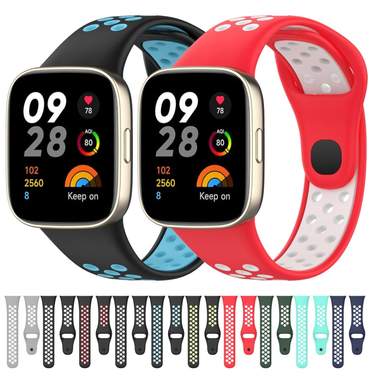 For Redmi Watch 3 Lite Sports Two-Color Silicone Watch Band(Black+Red)