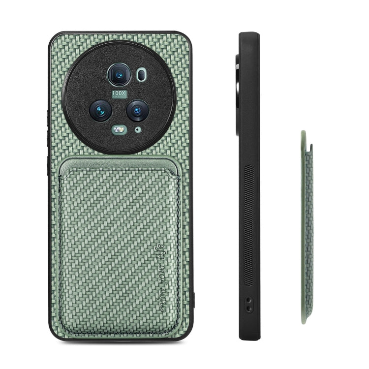 For Honor Magic5 Pro Carbon Fiber Leather Card Magsafe Magnetic Phone Case(Green)