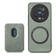 For Honor Magic5 Pro Carbon Fiber Leather Card Magsafe Magnetic Phone Case(Green)