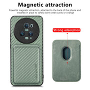 For Honor Magic5 Pro Carbon Fiber Leather Card Magsafe Magnetic Phone Case(Green)