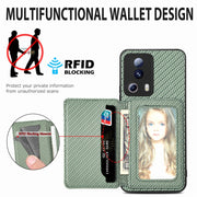 For Xiaomi 13 Lite Carbon Fiber Magnetic Card Bag Phone Case(Black)