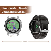 For Garmin Descent MK 2 26mm Sewing Leather Steel Buckle Watch Band(Black)