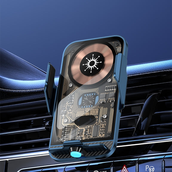 C11 Car 15W Automatically Open Transparent Type-C Wireless Charger Stand(Blue)