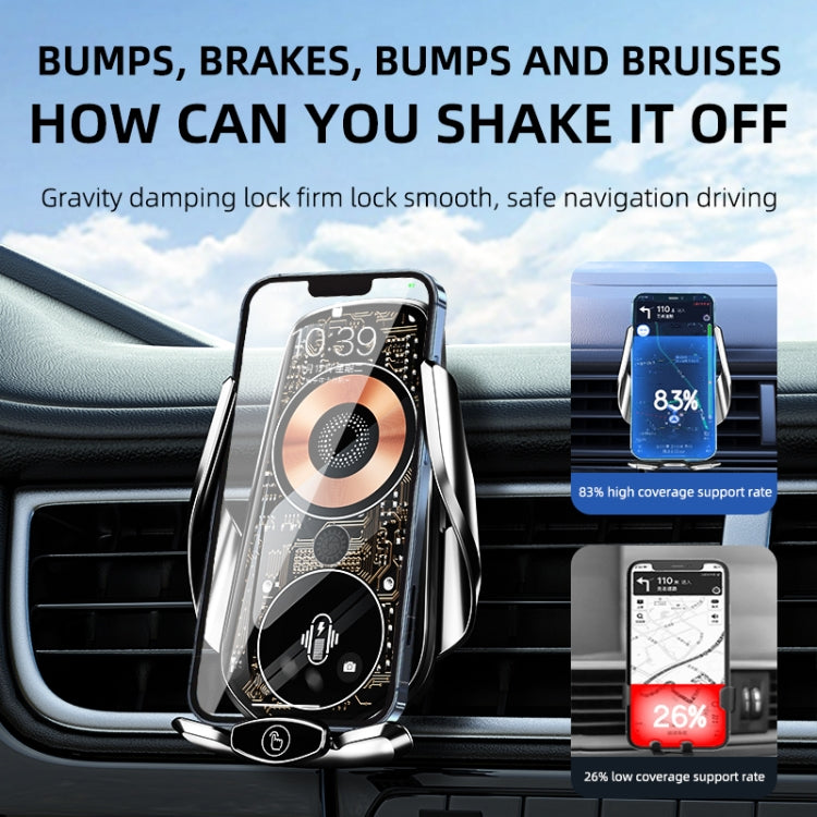 Q7 Magnetic Wireless Fast Charging Car Mobile Phone Charger Bracket with Start Button (Black)