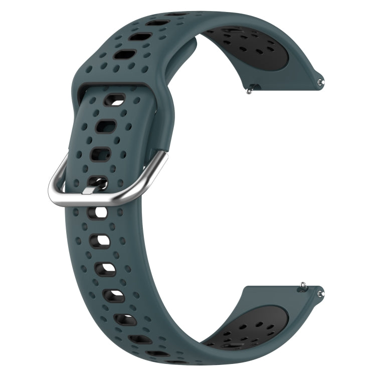 For Garmin Vivoactive3 20mm Breathable Two-Color Silicone Watch Band(Olive Green+Black)