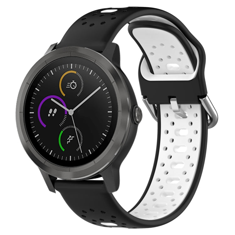 For Garmin Vivoactive3 20mm Breathable Two-Color Silicone Watch Band(Black+White)