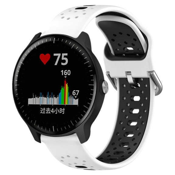 For Garmin Vivoactive3 Music 20mm Breathable Two-Color Silicone Watch Band(White+Black)