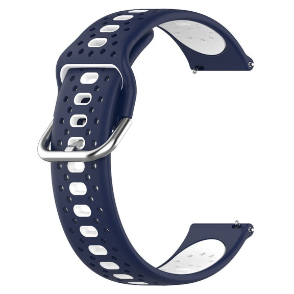 For Garmin Venu 2 Plus 20mm Breathable Two-Color Silicone Watch Band(Midnight Blue+White)
