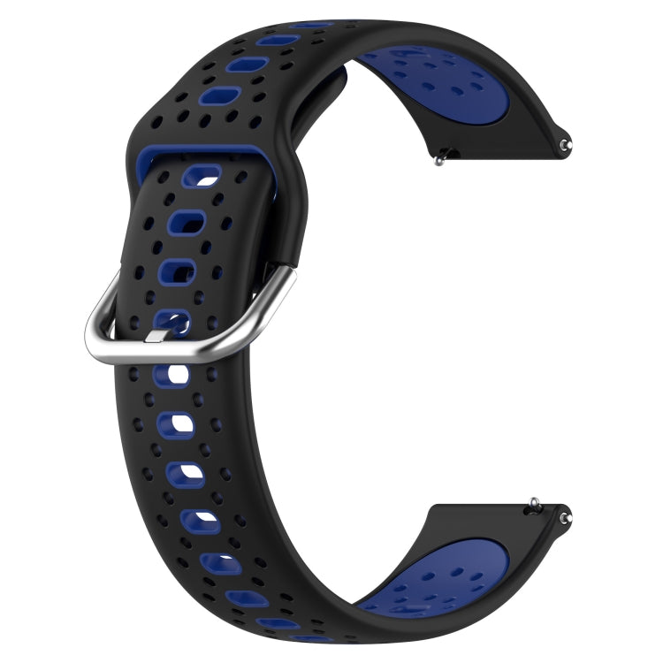 For Garmin Approach S40 20mm Breathable Two-Color Silicone Watch Band(Black+Blue)