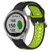 For Garmin Approach S40 20mm Breathable Two-Color Silicone Watch Band(Black+Lime Green)