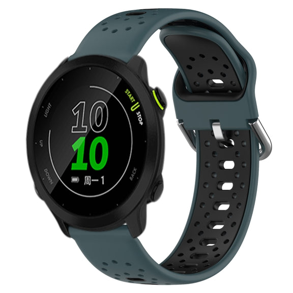 For Garmin Forerunner 158 20mm Breathable Two-Color Silicone Watch Band(Olive Green+Black)