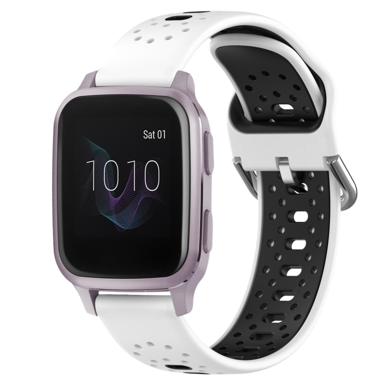 For Garmin Venu SQ 20mm Breathable Two-Color Silicone Watch Band(White+Black)