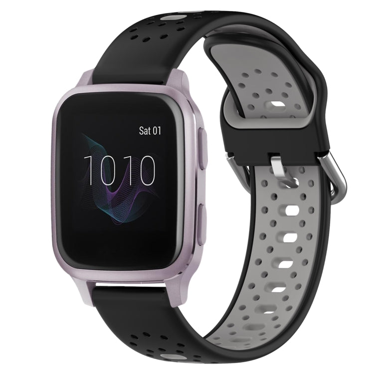 For Garmin Venu SQ 20mm Breathable Two-Color Silicone Watch Band(Black+Grey)