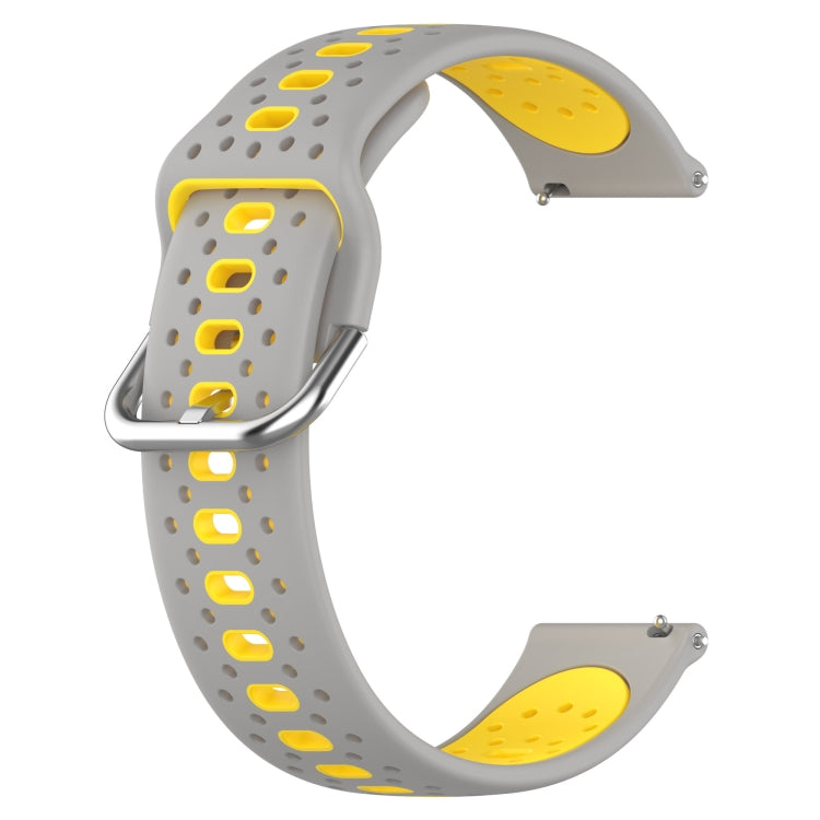 For Garmin Forerunner 245 Music 20mm Breathable Two-Color Silicone Watch Band(Grey+Yellow)