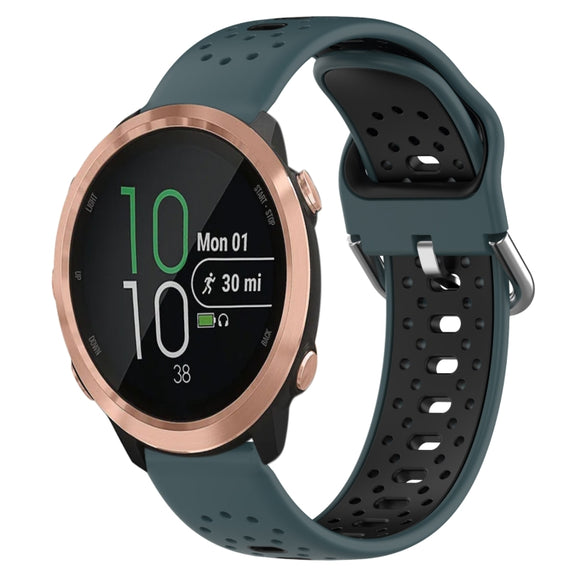 For Garmin Forerunner 645 20mm Breathable Two-Color Silicone Watch Band(Olive Green+Black)