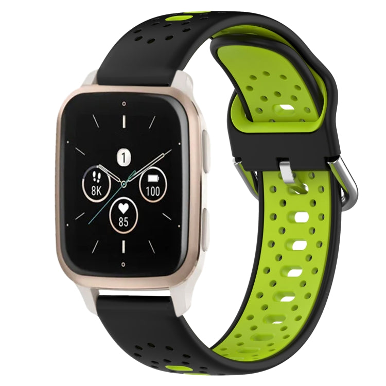 For Garmin Forerunner Sq2 Music 20mm Breathable Two-Color Silicone Watch Band(Black+Lime Green)