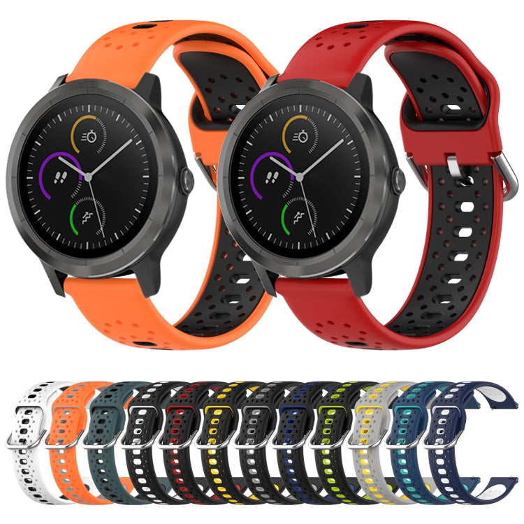 For Garmin Approach S40 20mm Breathable Two-Color Silicone Watch Band(Black+Red)