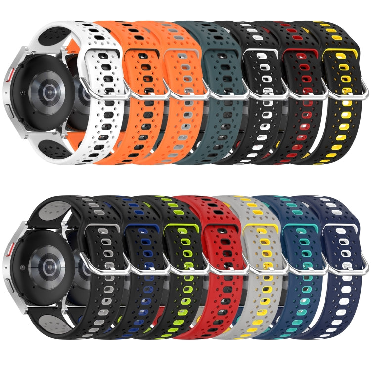 For Garmin Forerunner Sq2 20mm Breathable Two-Color Silicone Watch Band(Black+Lime Green)