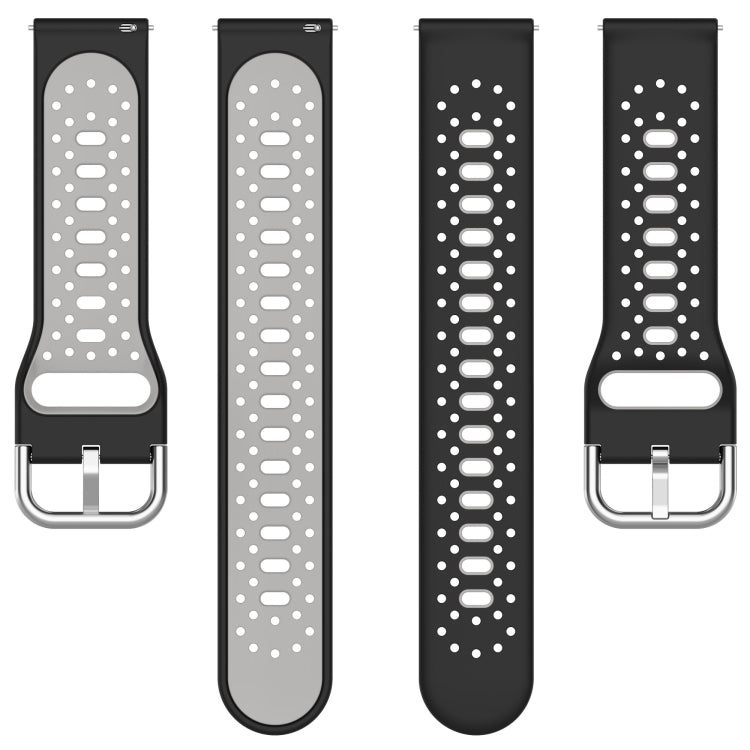 For Garmin Approach S40 20mm Breathable Two-Color Silicone Watch Band(Black+Blue)