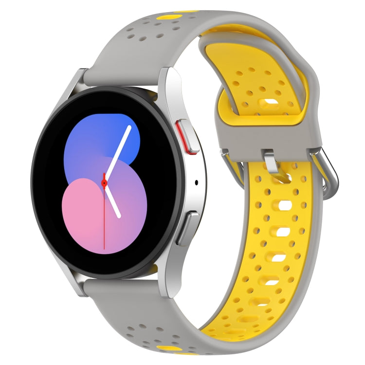 For Samsung Galaxy Watch Active 2 40mm 20mm Breathable Two-Color Silicone Watch Band(Grey+Yellow)