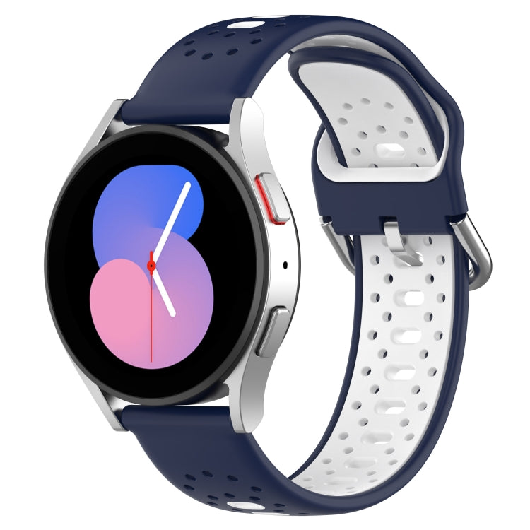 For Samsung Galaxy Watch Active 2 40mm 20mm Breathable Two-Color Silicone Watch Band(Midnight Blue+White)