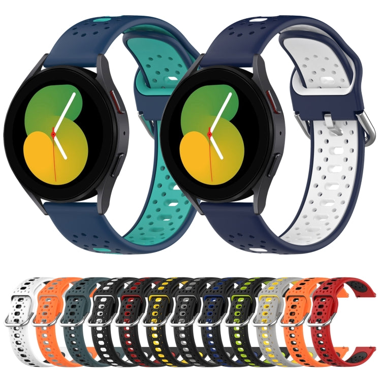 For Samsung Galaxy Watch Active 2 44mm 20mm Breathable Two-Color Silicone Watch Band(Black+White)