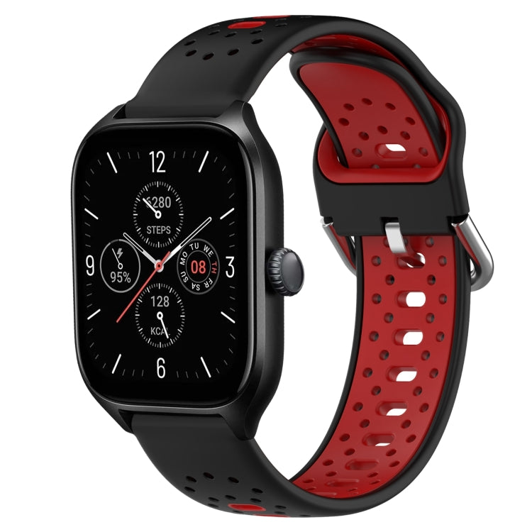 For Amazfit GTS 4 20mm Breathable Two-Color Silicone Watch Band(Black+Red)