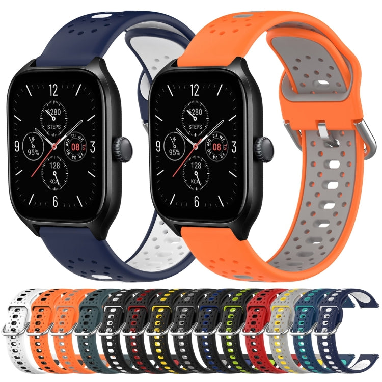 For Amazfit GTS 2E 20mm Breathable Two-Color Silicone Watch Band(Black+White)