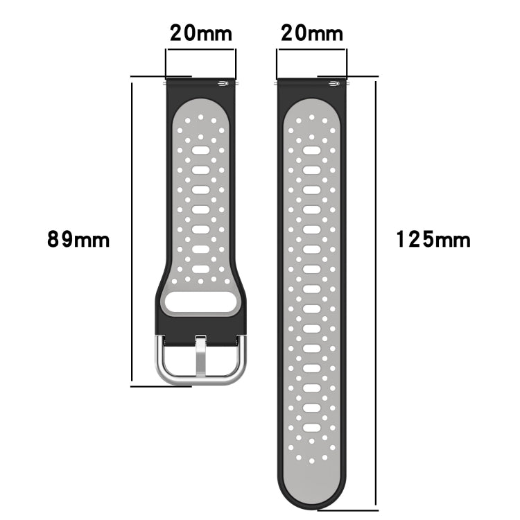 For Amazfit GTS 20mm Breathable Two-Color Silicone Watch Band(Black+Blue)