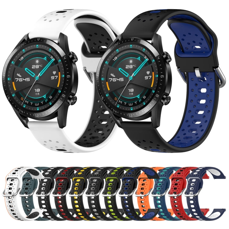 For Honor Watch ES 20mm Breathable Two-Color Silicone Watch Band(Midnight Blue+White)
