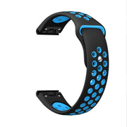 For Garmin Approach S62 22mm Sports Breathable Silicone Watch Band(Black+Blue)