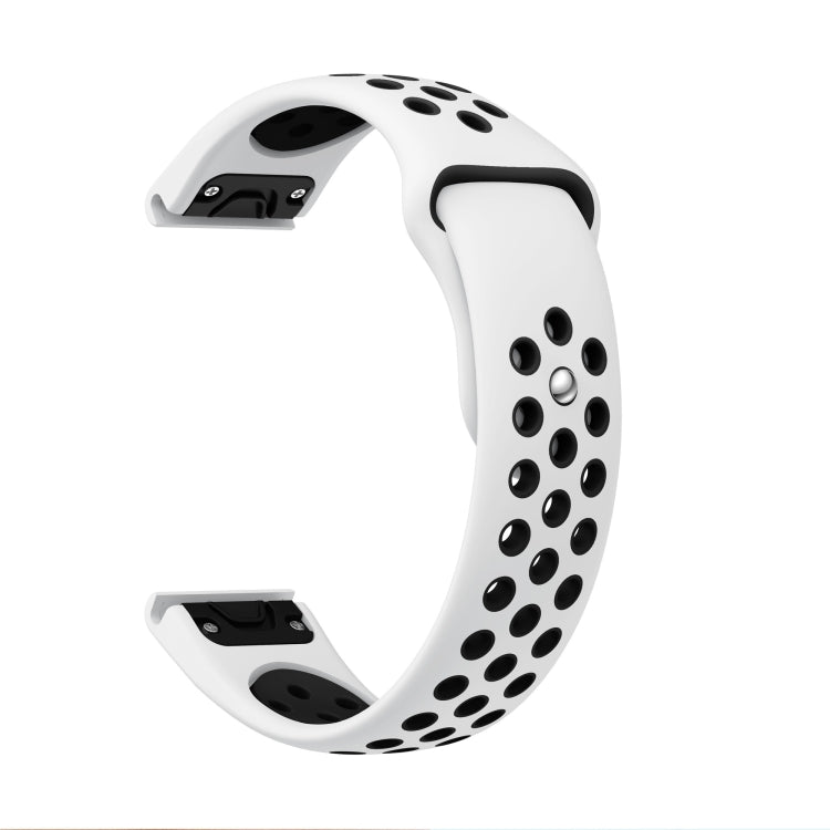 For Garmin Fenix 5 Plus 22mm Sports Breathable Silicone Watch Band(White+Black)