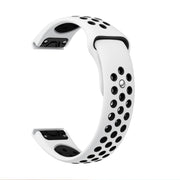 For Garmin Fenix 5 Plus 22mm Sports Breathable Silicone Watch Band(White+Black)
