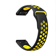 For Garmin Forerunner 955 22mm Sports Breathable Silicone Watch Band(Black+Yellow)