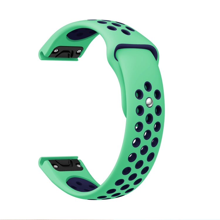 For Garmin Forerunner 945 22mm Sports Breathable Silicone Watch Band(Mint Green+Midnight Blue)