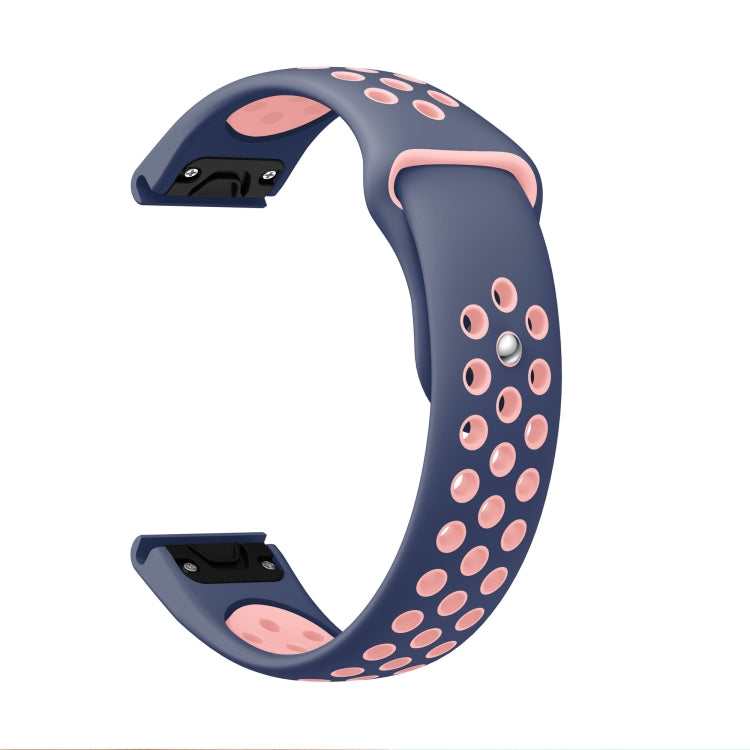 For Garmin Instinct 2 22mm Sports Breathable Silicone Watch Band(Midnight Blue+Pink)