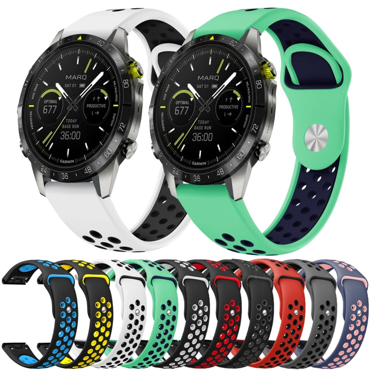For Garmin Forerunner 965 22mm Sports Breathable Silicone Watch Band(Midnight Blue+Pink)