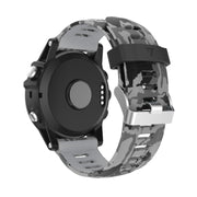 For Garmin Tactix 7 26mm Camouflage Printed Silicone Watch Band(Grey+Army Camouflage)